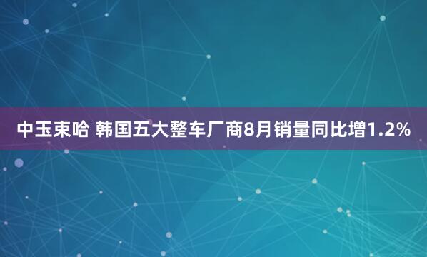 中玉束哈 韩国五大整车厂商8月销量同比增1.2%